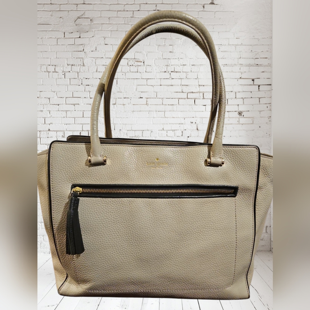 Kate Spade Beige Leather Tote Bag